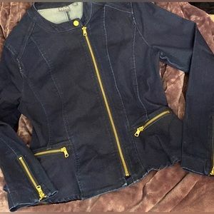 NY&CO NEW-No tag Jean Stretch Size S Women’s fitted Jacket Ruffles Zippers Set